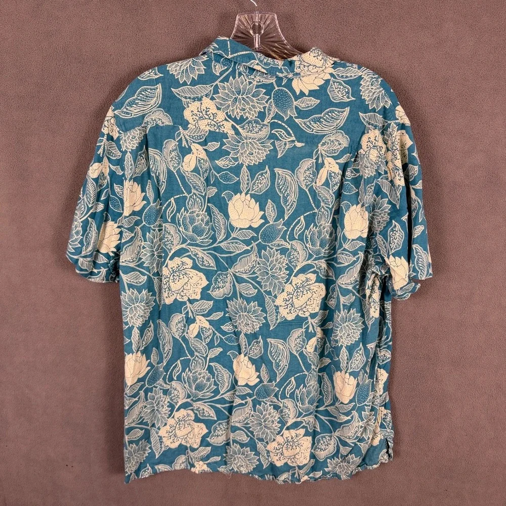 Club Room Mens Hawaiian Tropical Blue XL Short Sleeve‎ Button Shirt
